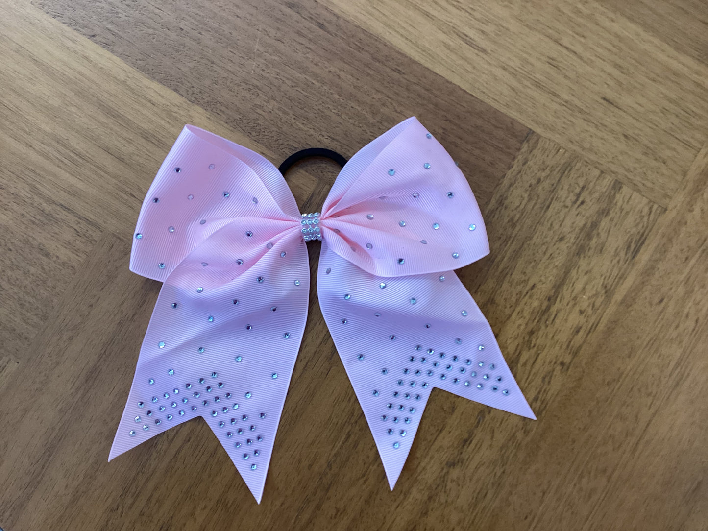 Pink rhinestone ponytail bows