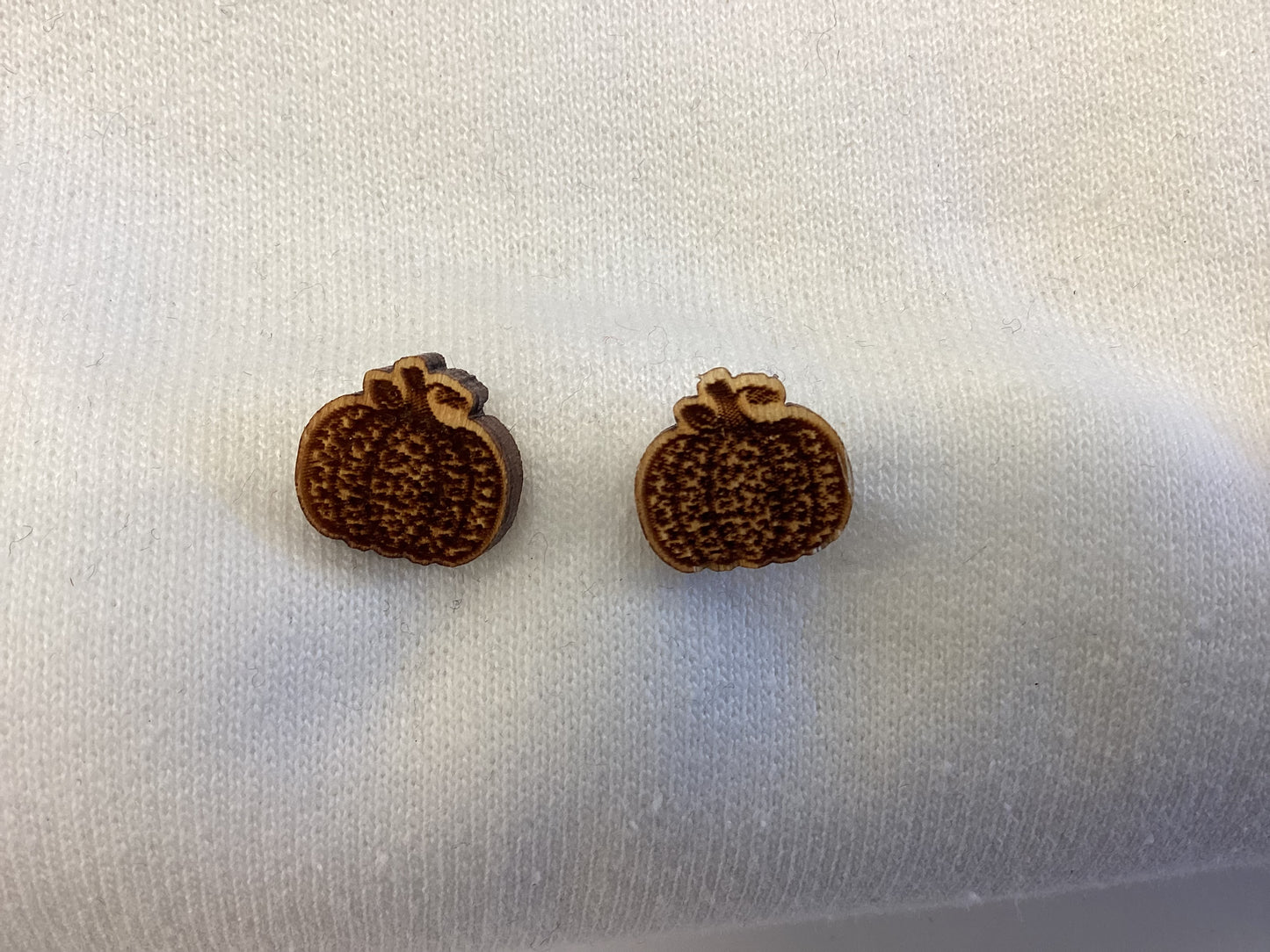 Wood pumpkin earrings