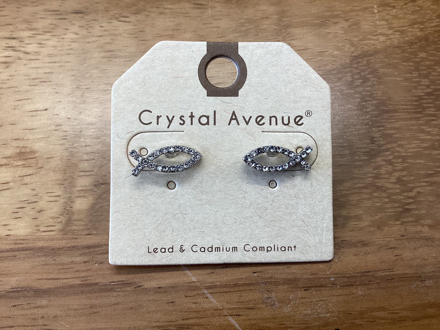 Crystal fish stud earring