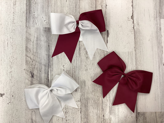 Maroon and White Bows