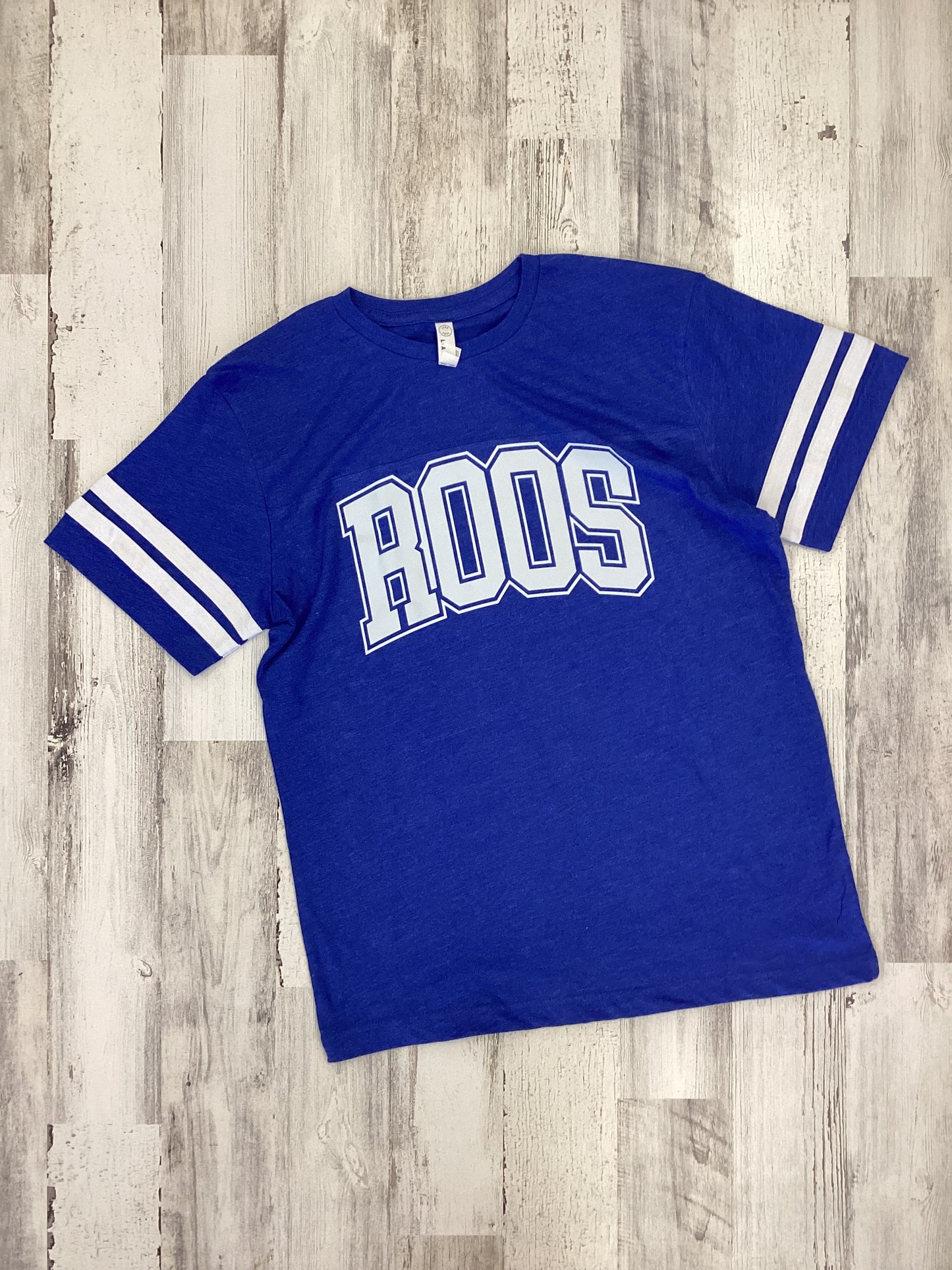 Roos Tee with White Stripes on sleeves